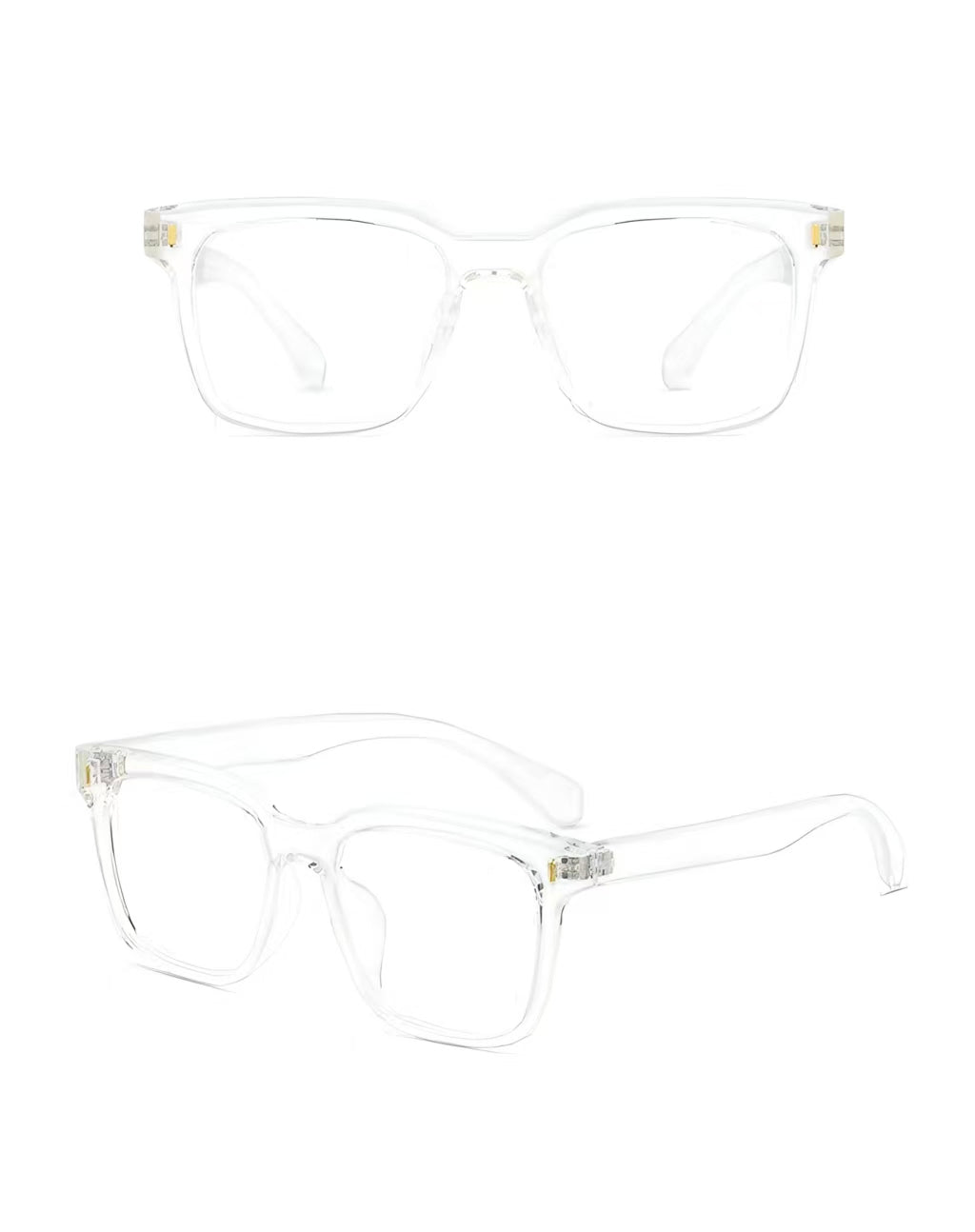 Crystal Clear TR90 square full-rim eyeglass frame, product views