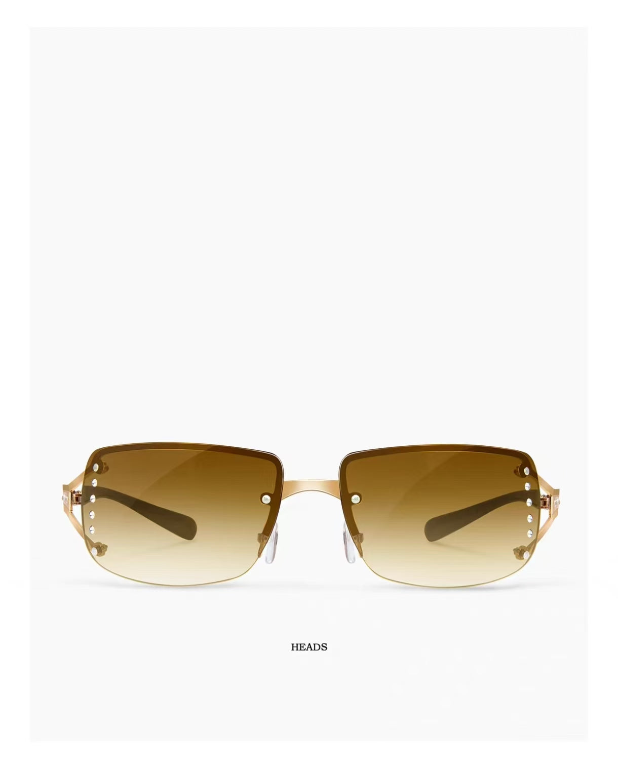 Women’s Amber Brown rimless rectangle sunglasses, front view