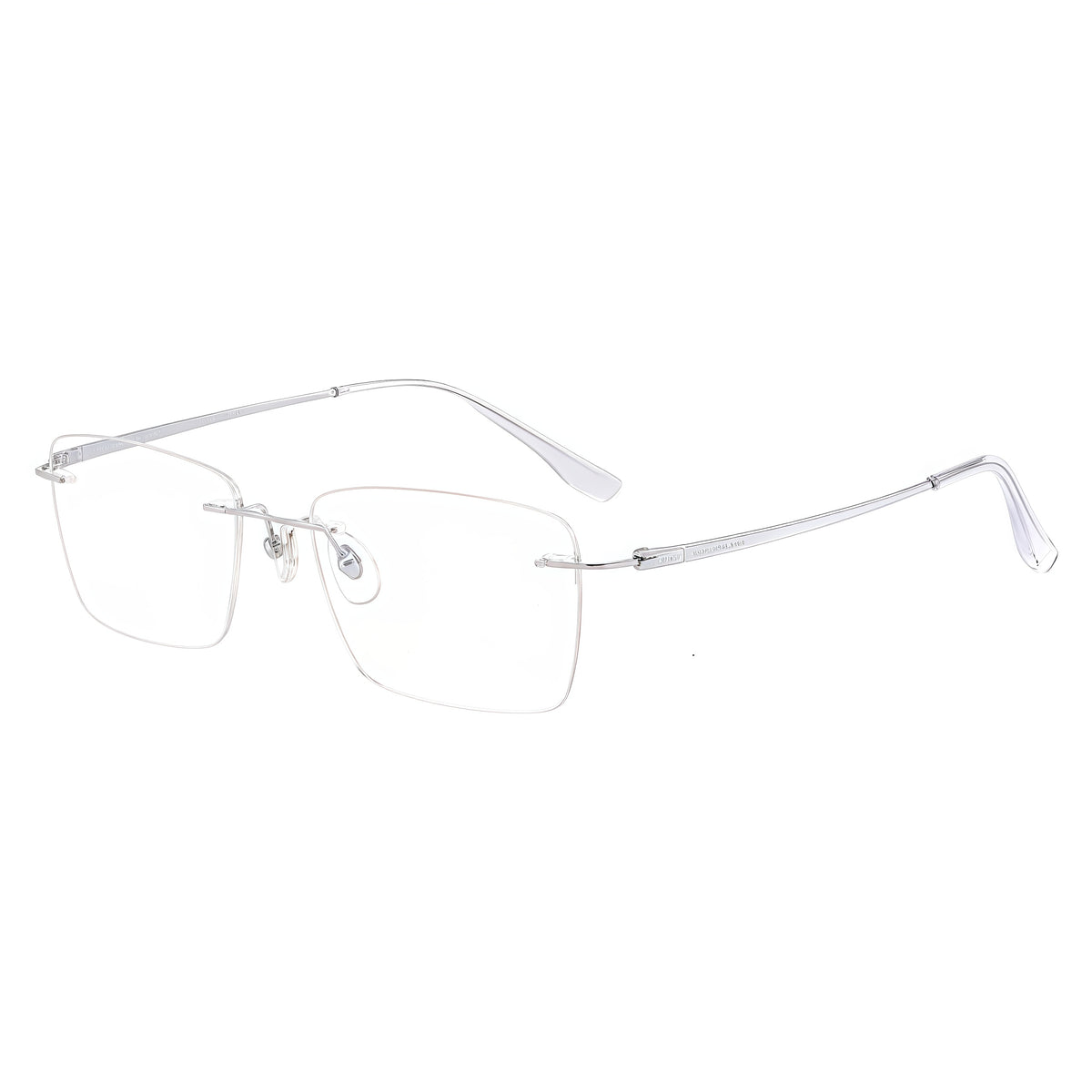 Gunmetal unisex square titanium rimless glasses, product view