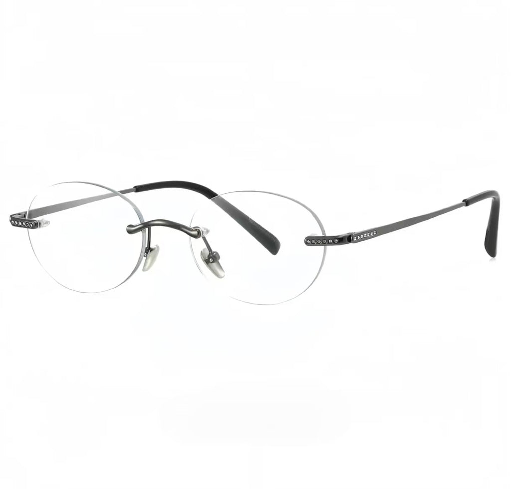 Unisex Oval Rimless Anti-Blue Light Prescription Ready Glasses