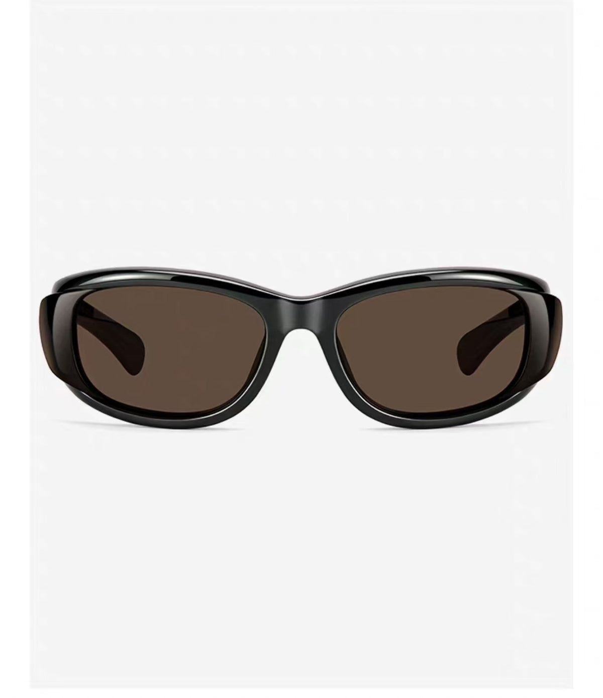 Amber Brown full-rim wraparound cat-eye tr90 sunglasses, front view