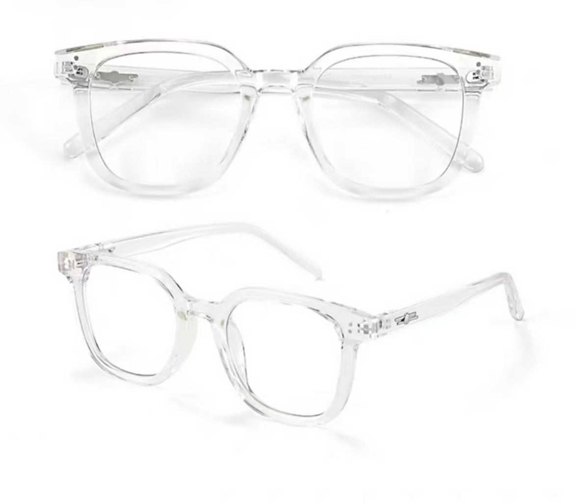 Crystal Clear TR90 intellectual oversized rounded-square full-rim glasses, original front and 45-degree product detail