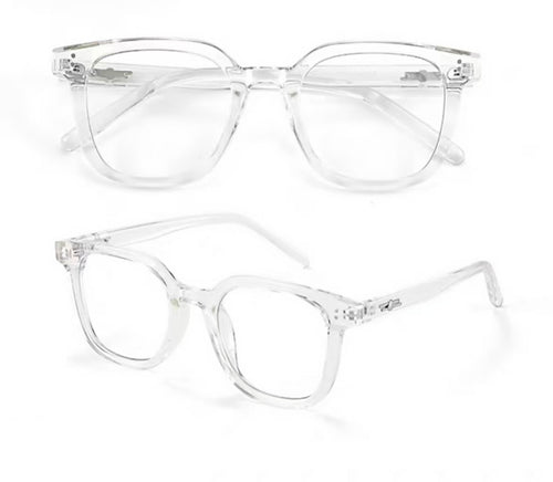 Crystal Clear TR90 intellectual oversized rounded-square full-rim glasses, original front and 45-degree product detail
