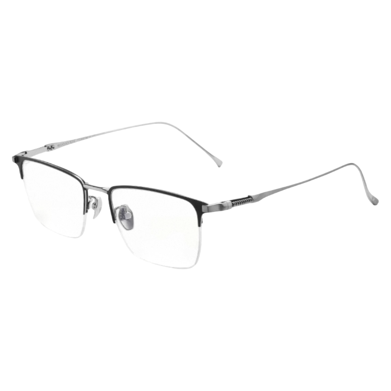 Black/Silver rectangular semi-rimless eyeglass frame, product view