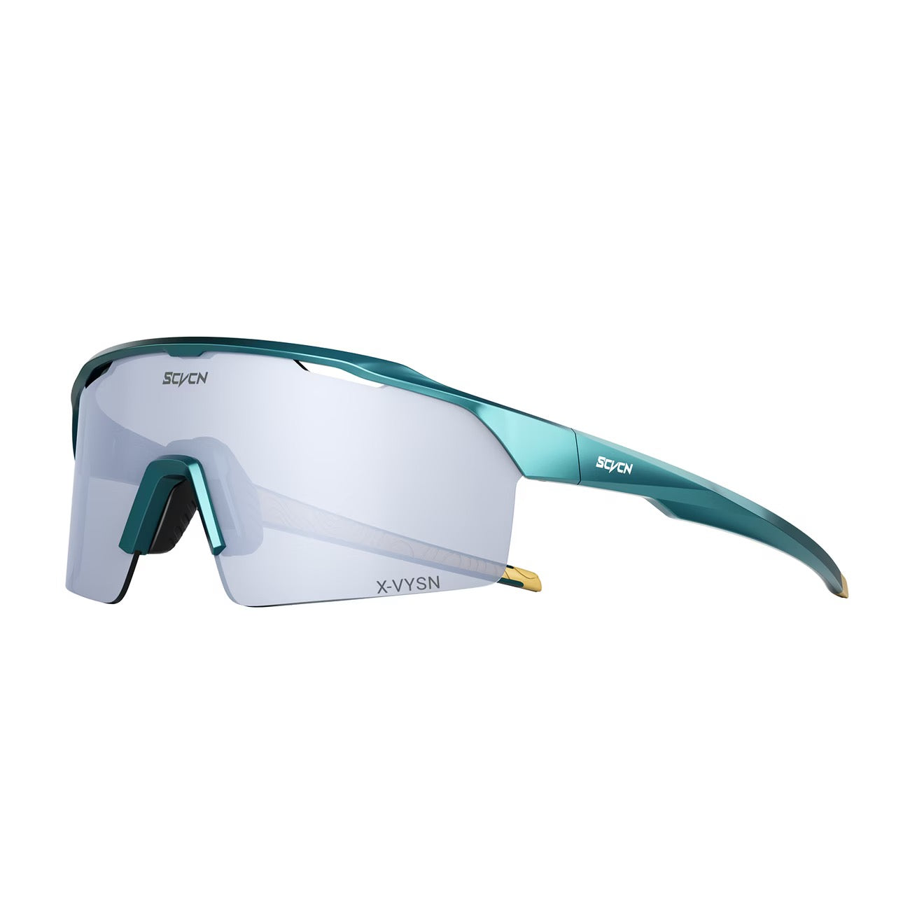 Green Frame/Silver Mirror Lens 45-degree product view of Outdoor Performance Windproof Eyewear