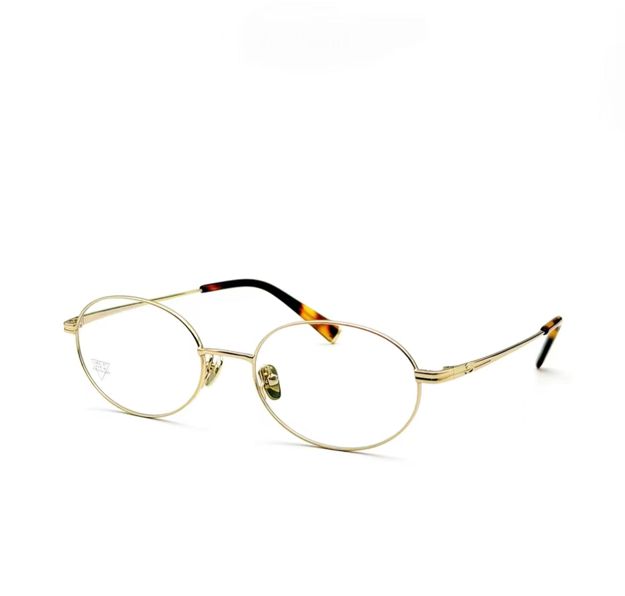 Tortoise Shell titanium oval full-rim glasses, 45-degree product view
