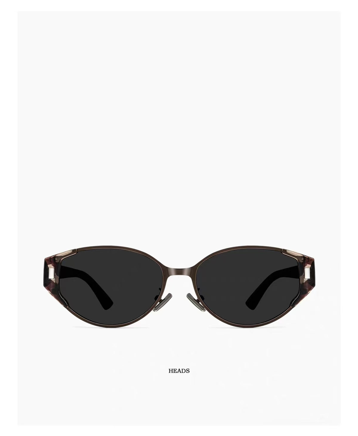 Tortoise Shell semi-rimless cat-eye tr90 and alloy sunglasses, front view