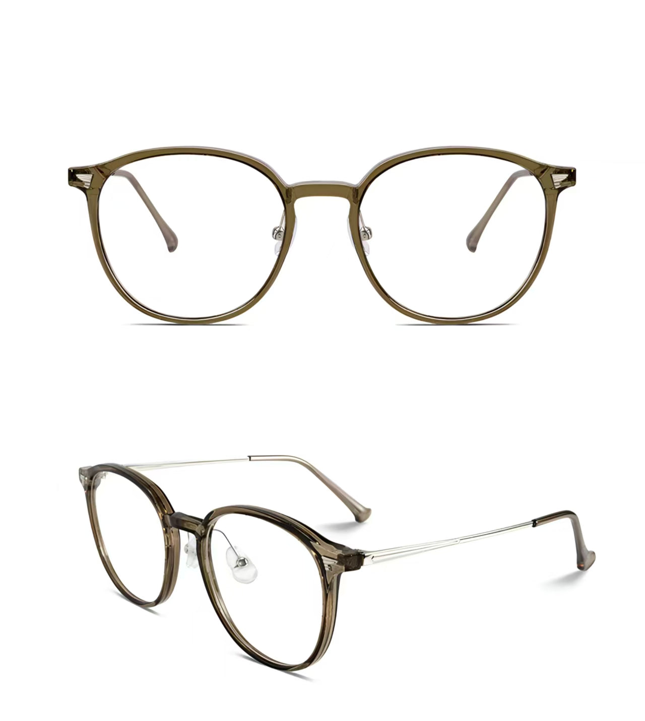 Cool Tea Brown women's TR90 and alloy full-rim glasses, original front-and-45-degree composite detail