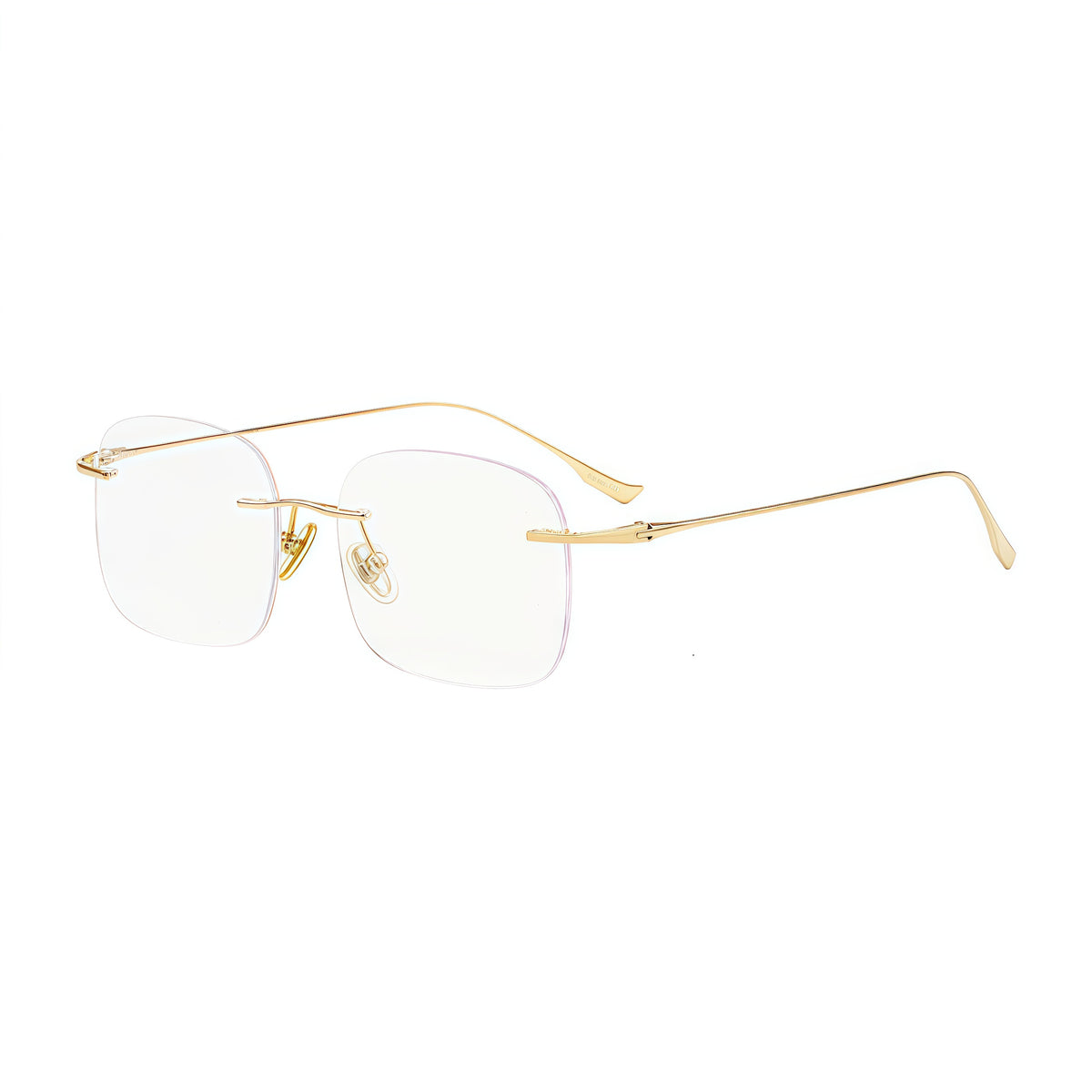 Rose Gold women's soft geometric pure titanium rimless glasses, product view