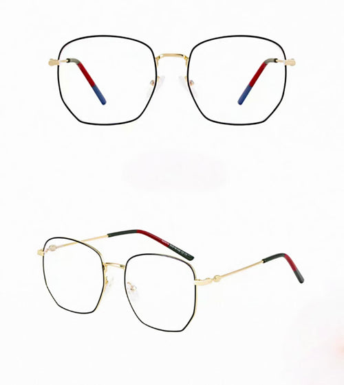 Black&Gold men's oversized titanium full-rim glasses, original front and 45-degree composite detail