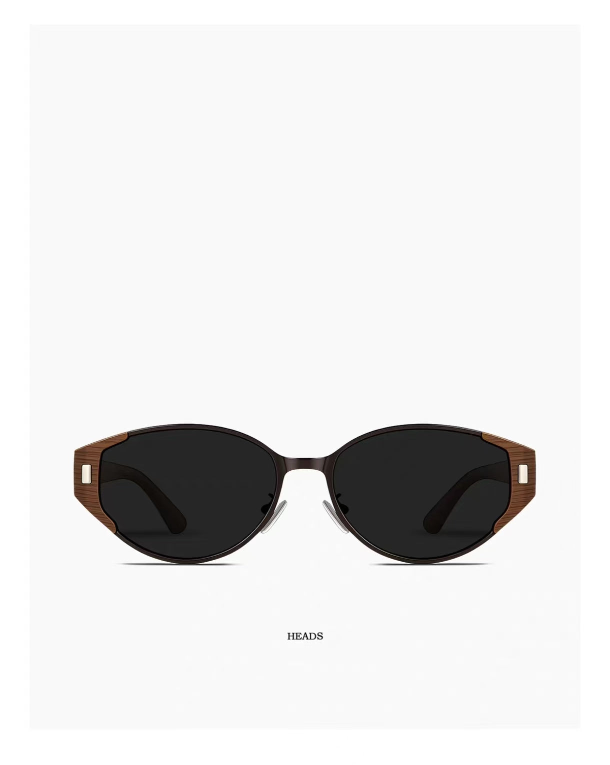 Mocha Brown semi-rimless cat-eye tr90 and alloy sunglasses, front view