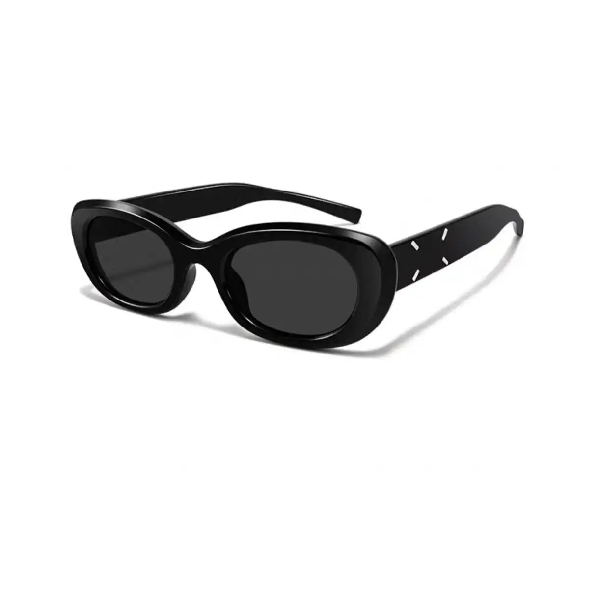 Women’s Black full-rim slim oval sunglasses, 45-degree product view
