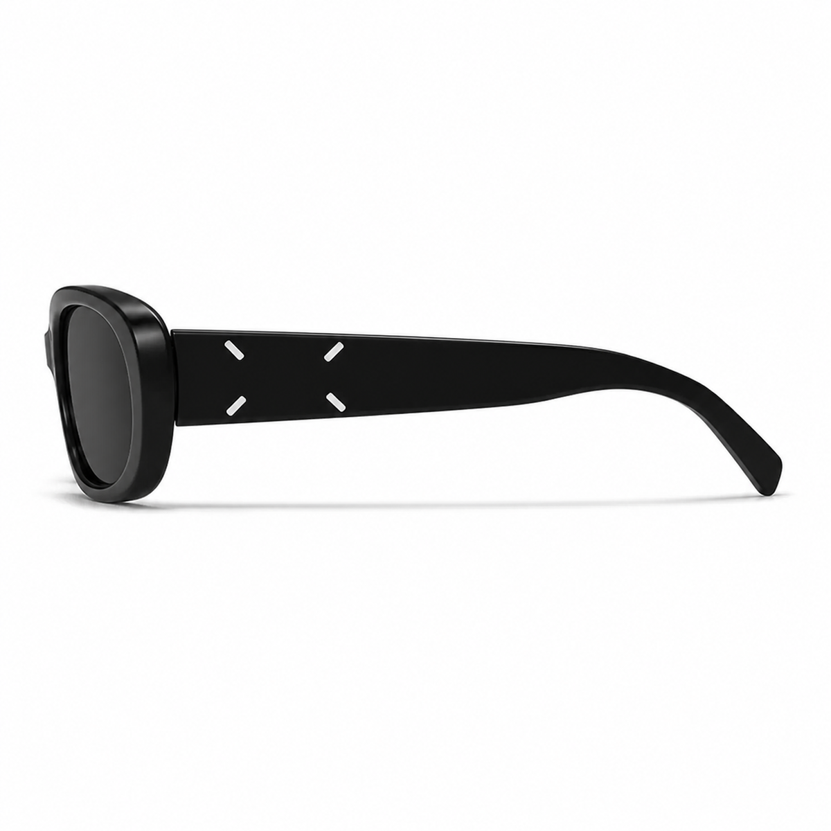 Women’s Black full-rim slim oval sunglasses, side-profile product view