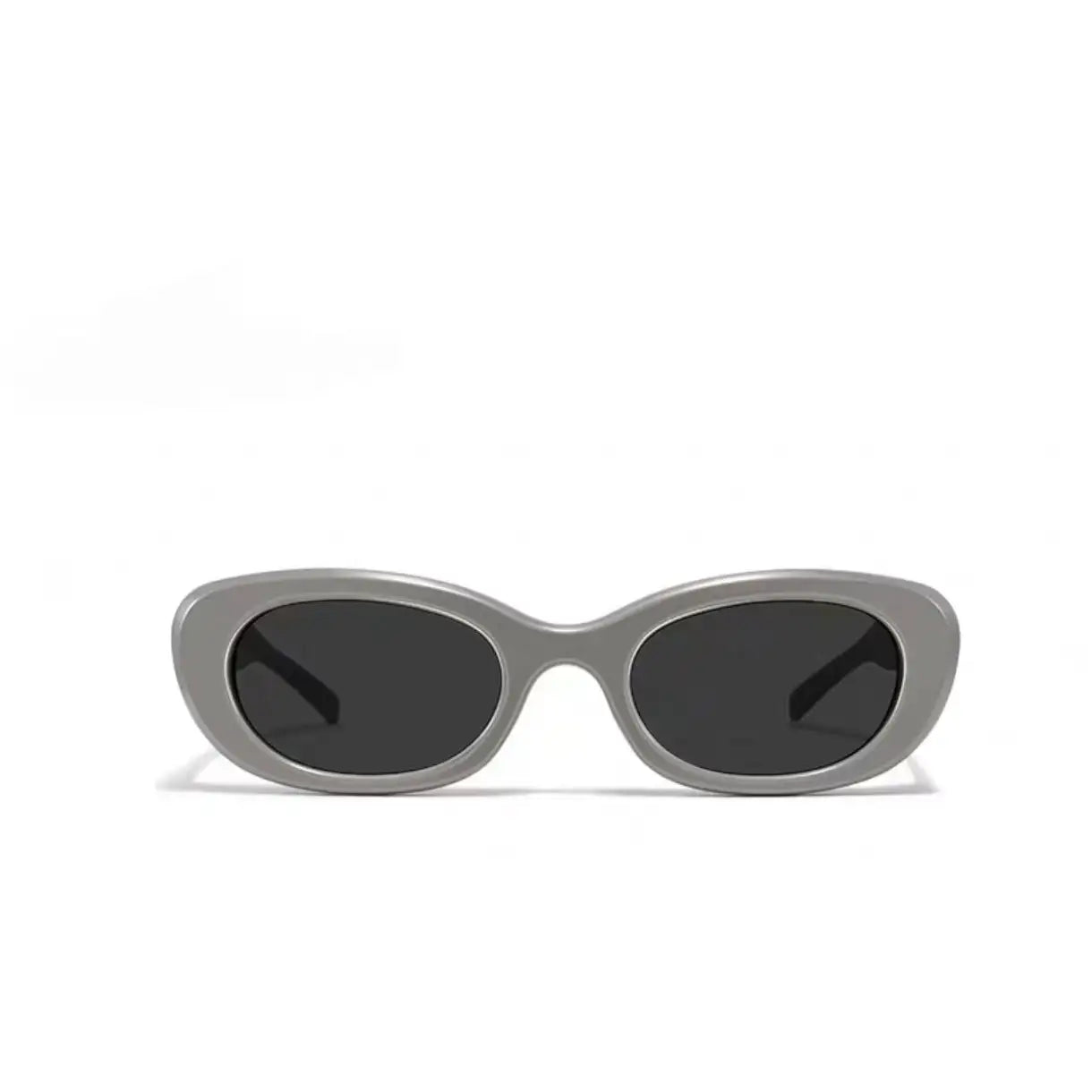 Women’s Gray full-rim slim oval sunglasses, straight-on product view