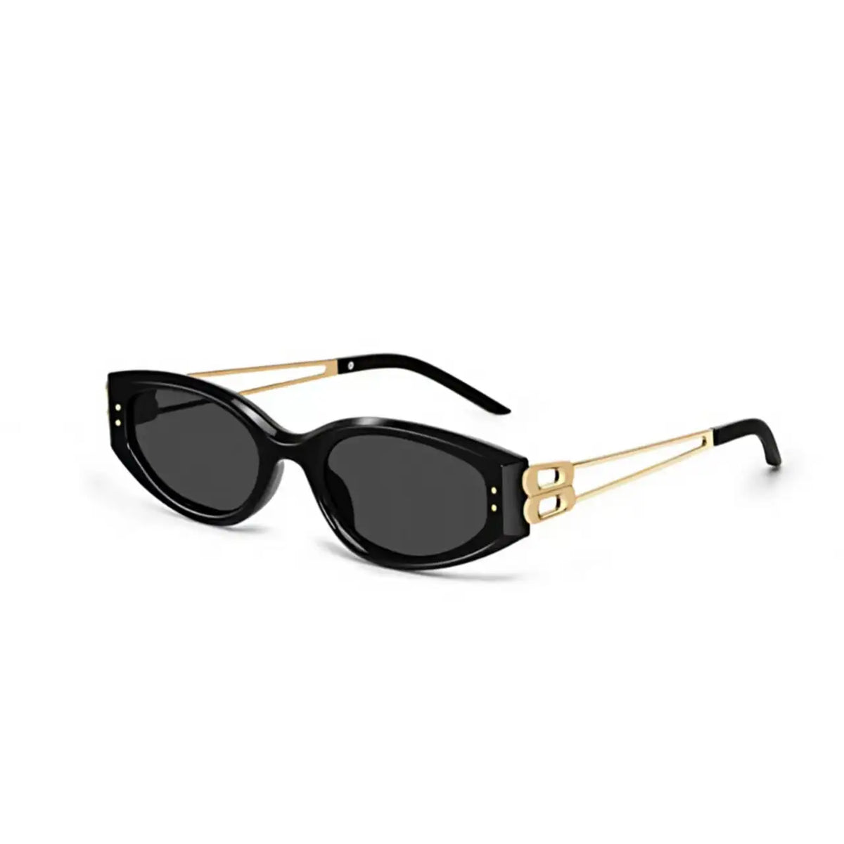Men’s Gold full-rim narrow cat-eye sunglasses, 45-degree product view