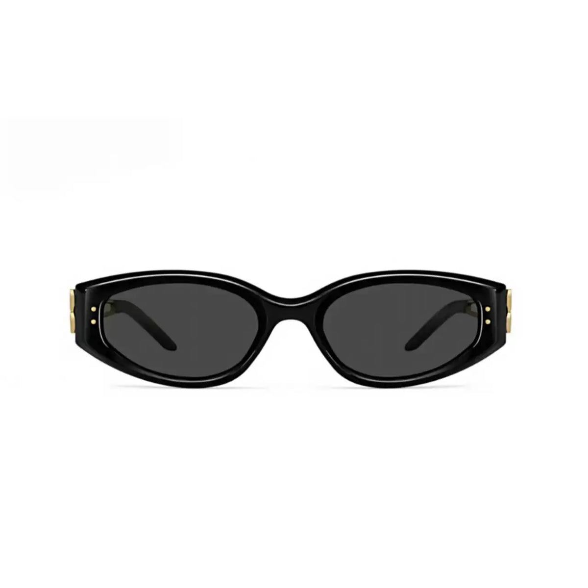 Men’s Gold full-rim narrow cat-eye sunglasses, straight-on product view