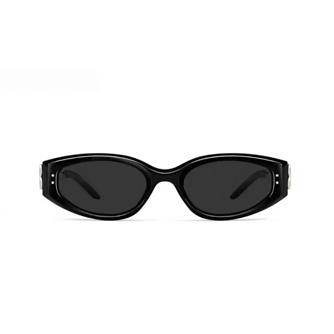 Men’s Silver full-rim narrow cat-eye sunglasses, straight-on product view