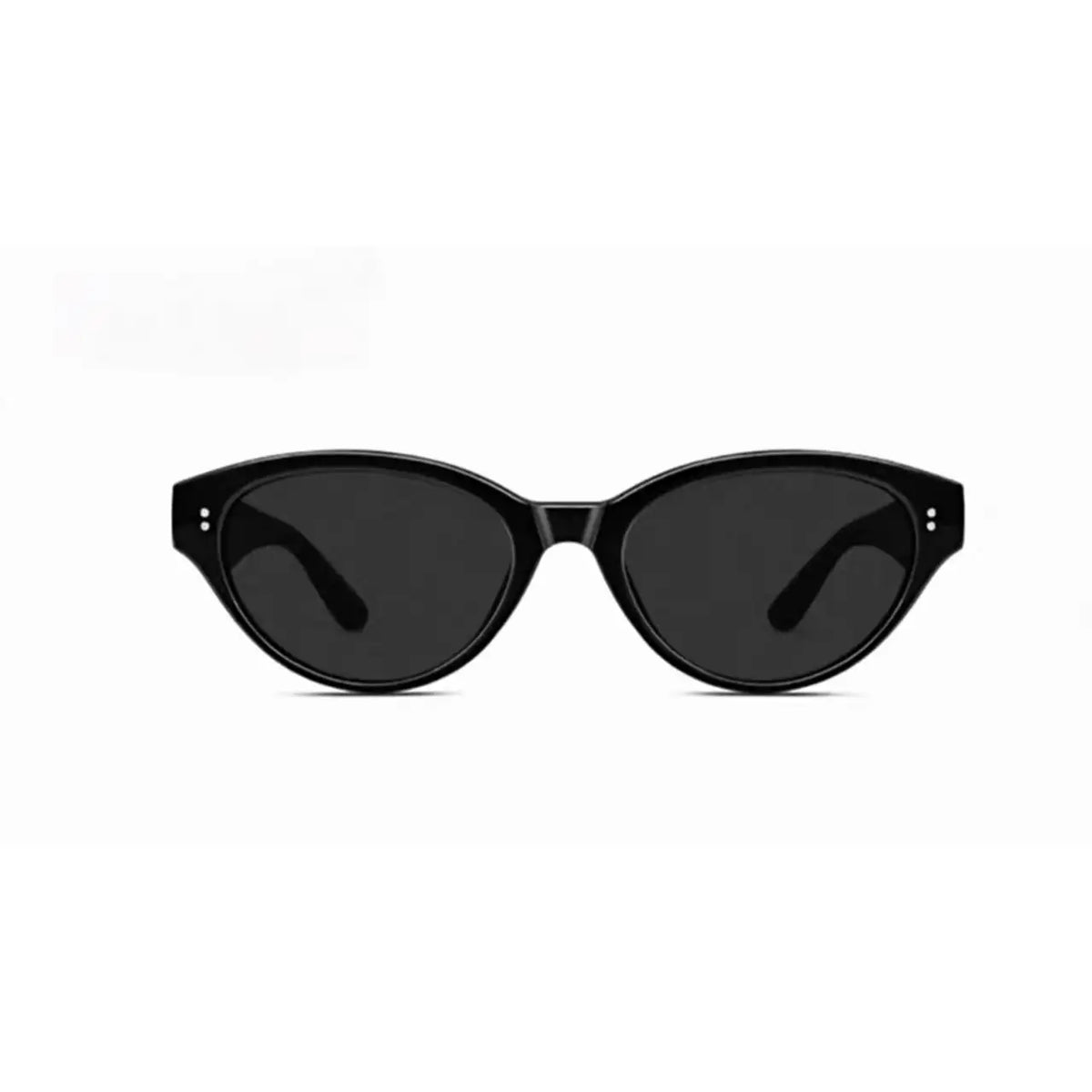 Women’s Black full-rim narrow cat-eye sunglasses, straight-on product view