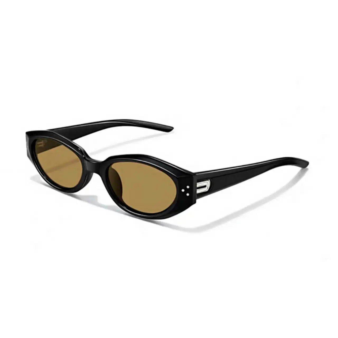 Women’s Amber Brown full-rim small cat-eye sunglasses, 45-degree product view