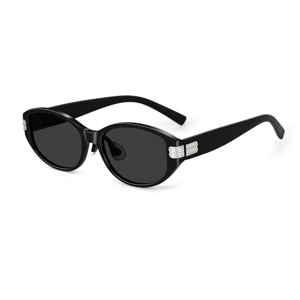 Women’s Matte Black full-rim cat-eye sunglasses, 45-degree product view