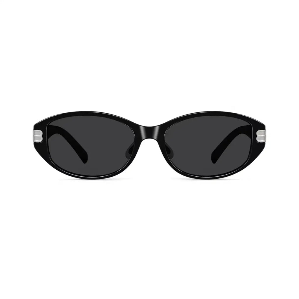 Women’s Matte Black full-rim cat-eye sunglasses, straight-on product view