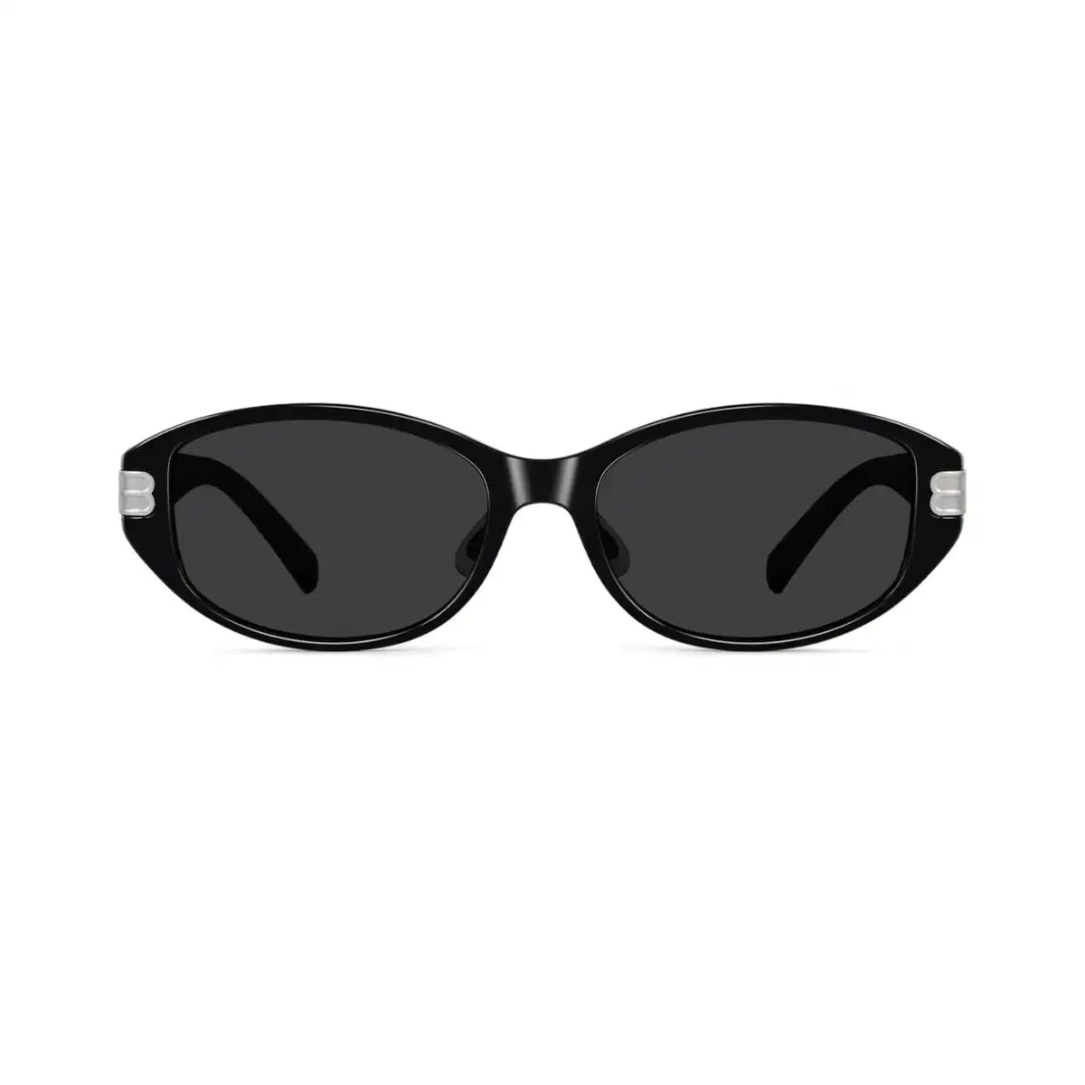 Women’s Matte Black full-rim cat-eye sunglasses, straight-on product view
