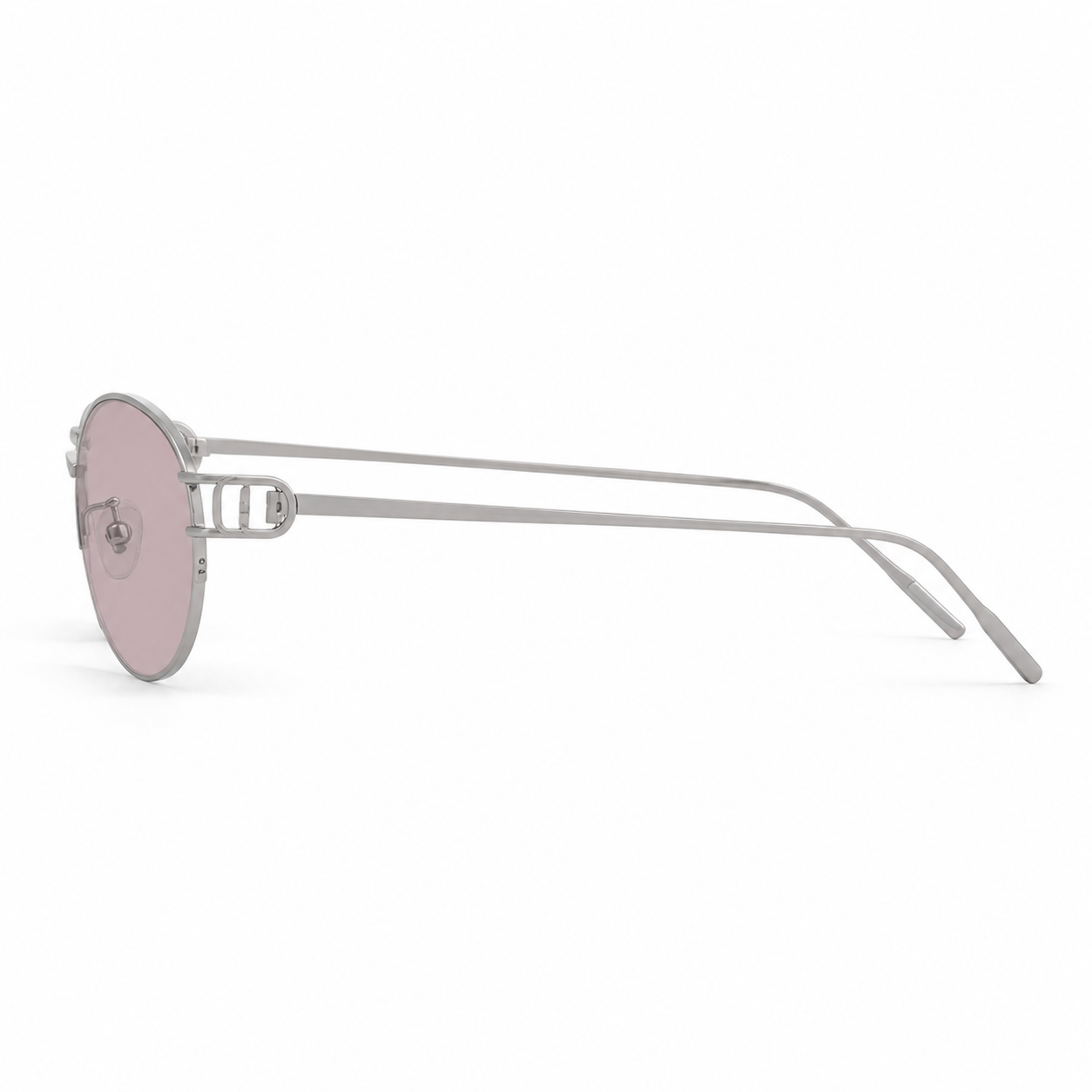 Women’s Nude Pink semi-rimless oval sunglasses, side-profile product view