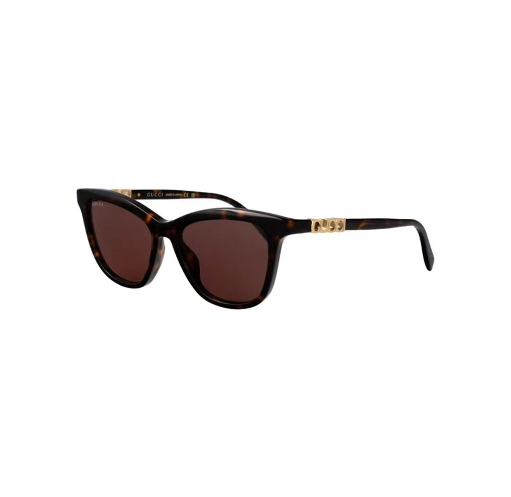 Brown 45-degree product view of Gucci Luxury Women’s Brown Geometric Sunglasses