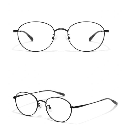 Black small-fit alloy oval full-rim eyeglass frame, product views