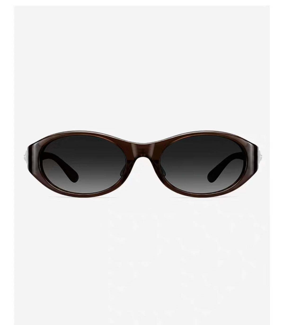 Dark Tea Brown full-rim oval cat-eye tr90 sunglasses, front view