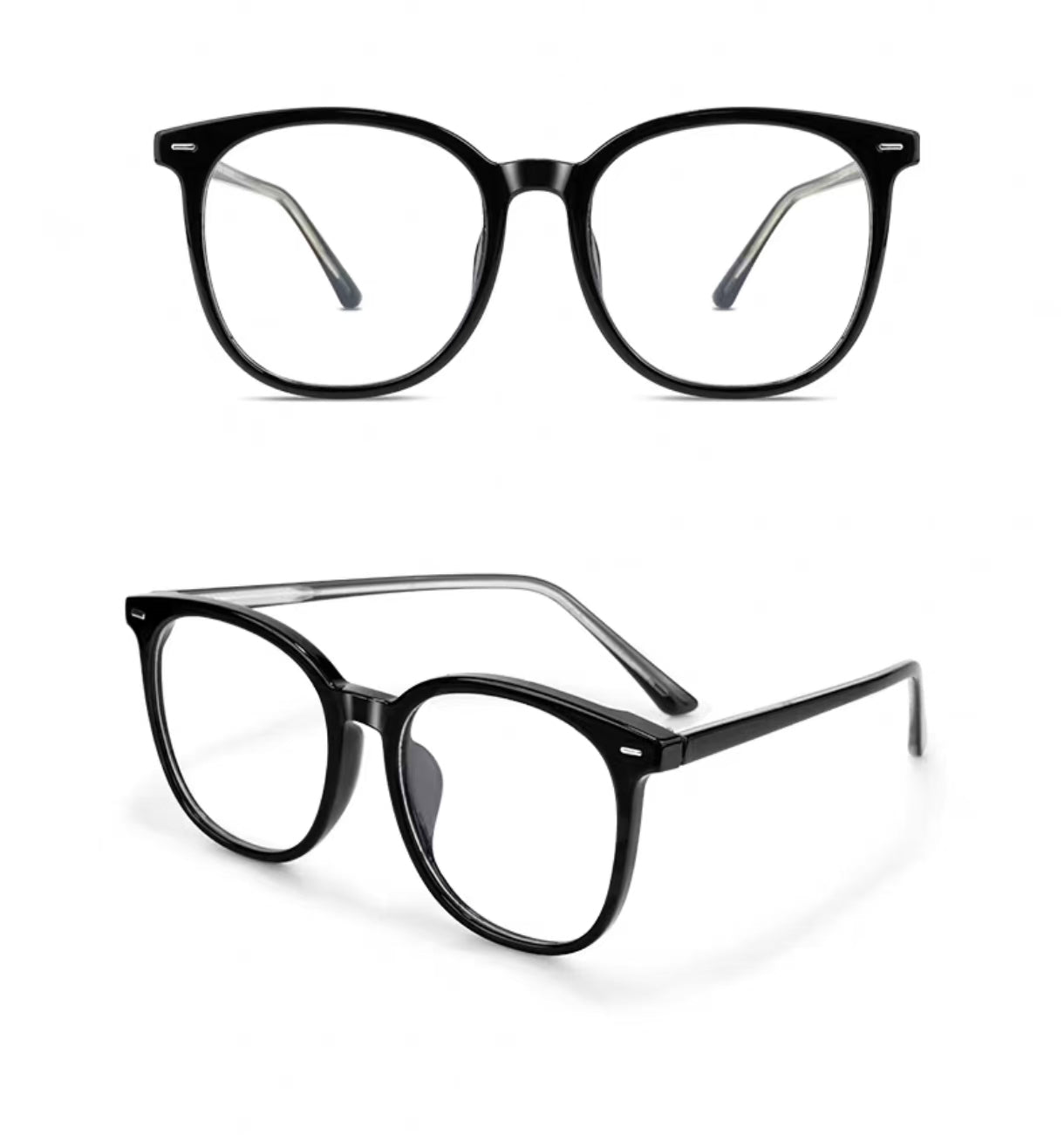 Unisex Oversized Black Frame Anti-Blue Light Prescription Ready Glasses