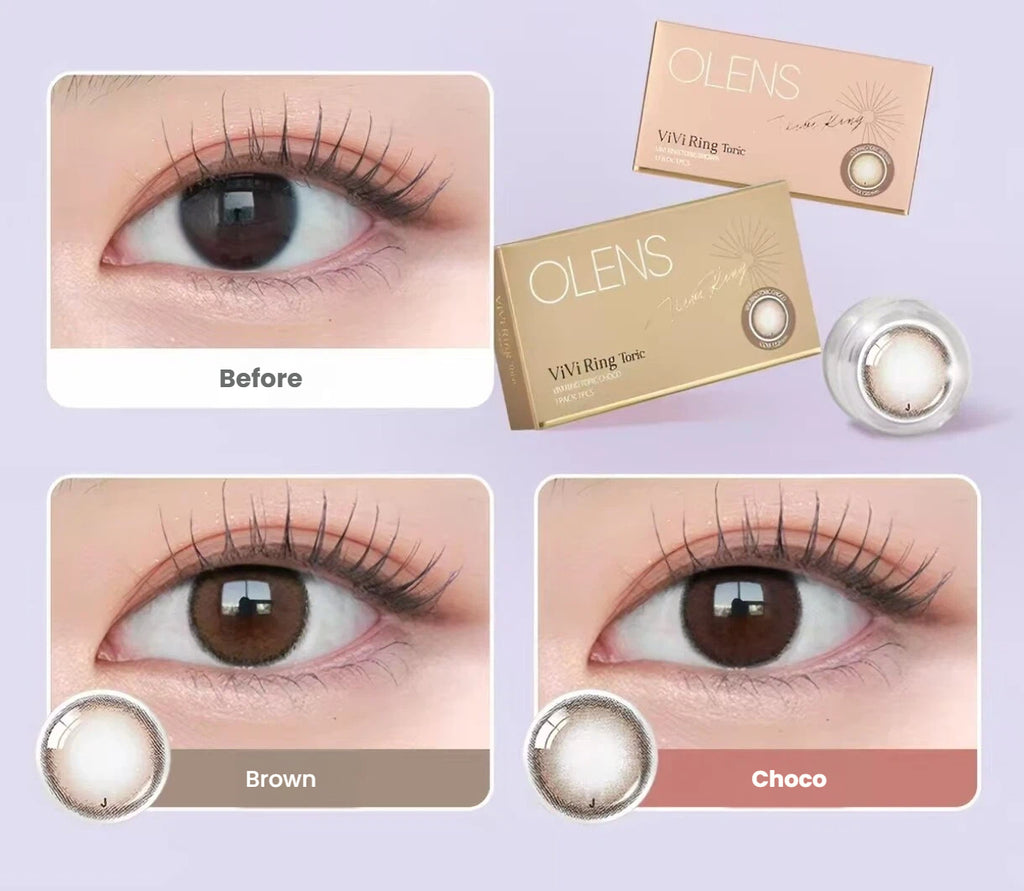 OLENS ViVi Ring toric contact lens colour comparison chart