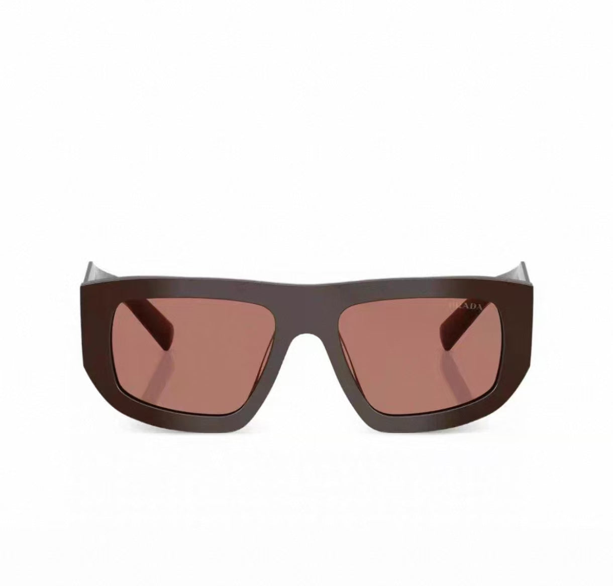 Brown unisex acetate rectangle sunglasses, 45-degree view