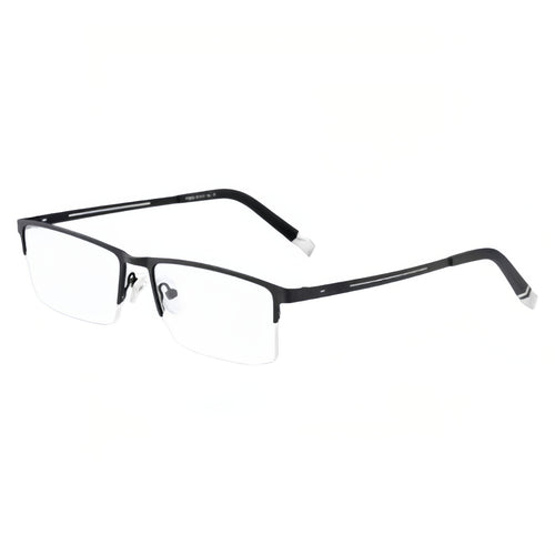Black rectangular semi-rimless eyeglass frame, product view