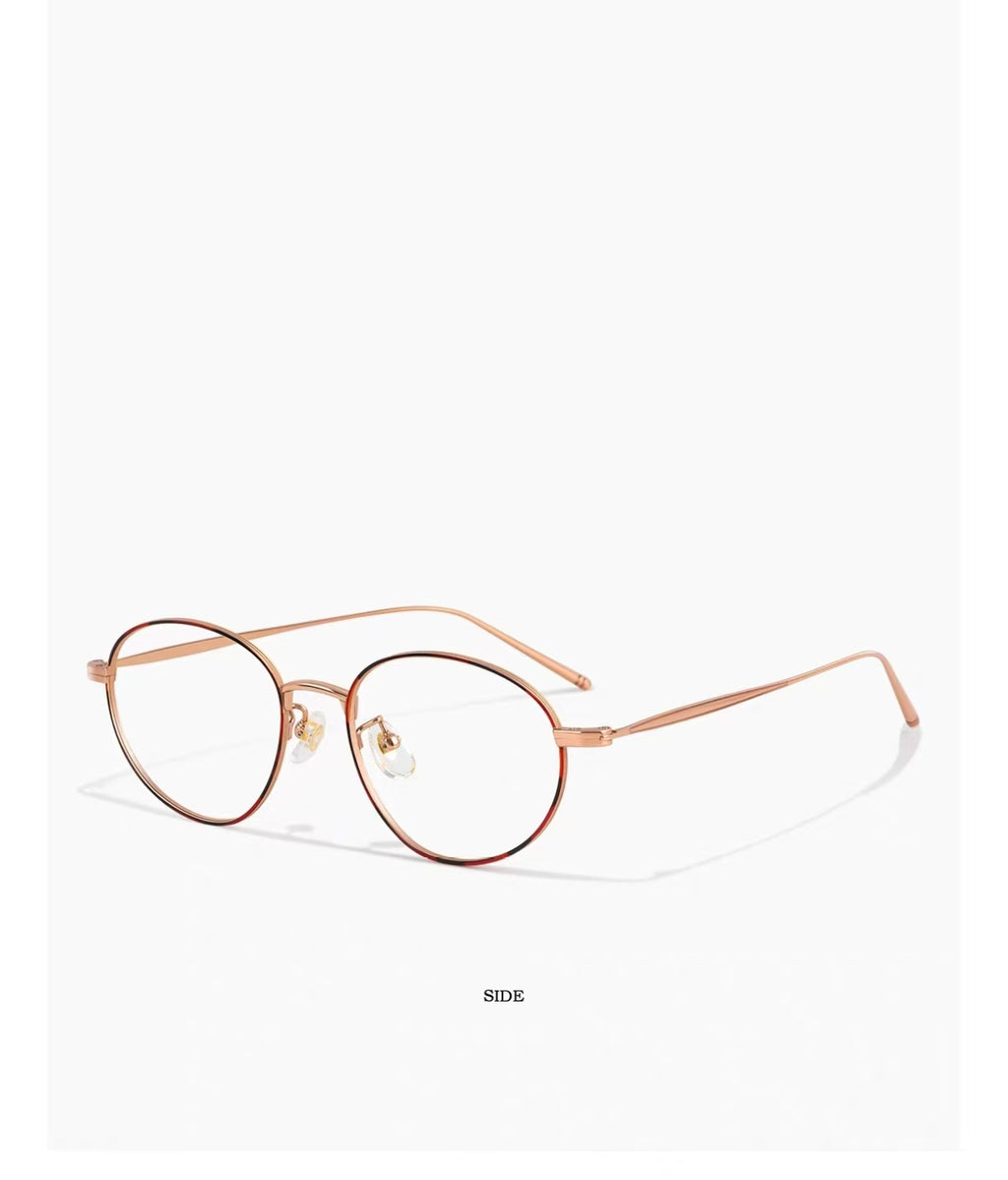 Retro Ultra-Light Gold Wire Oval Titanium Anti-Blue Light Prescription Ready Glasses