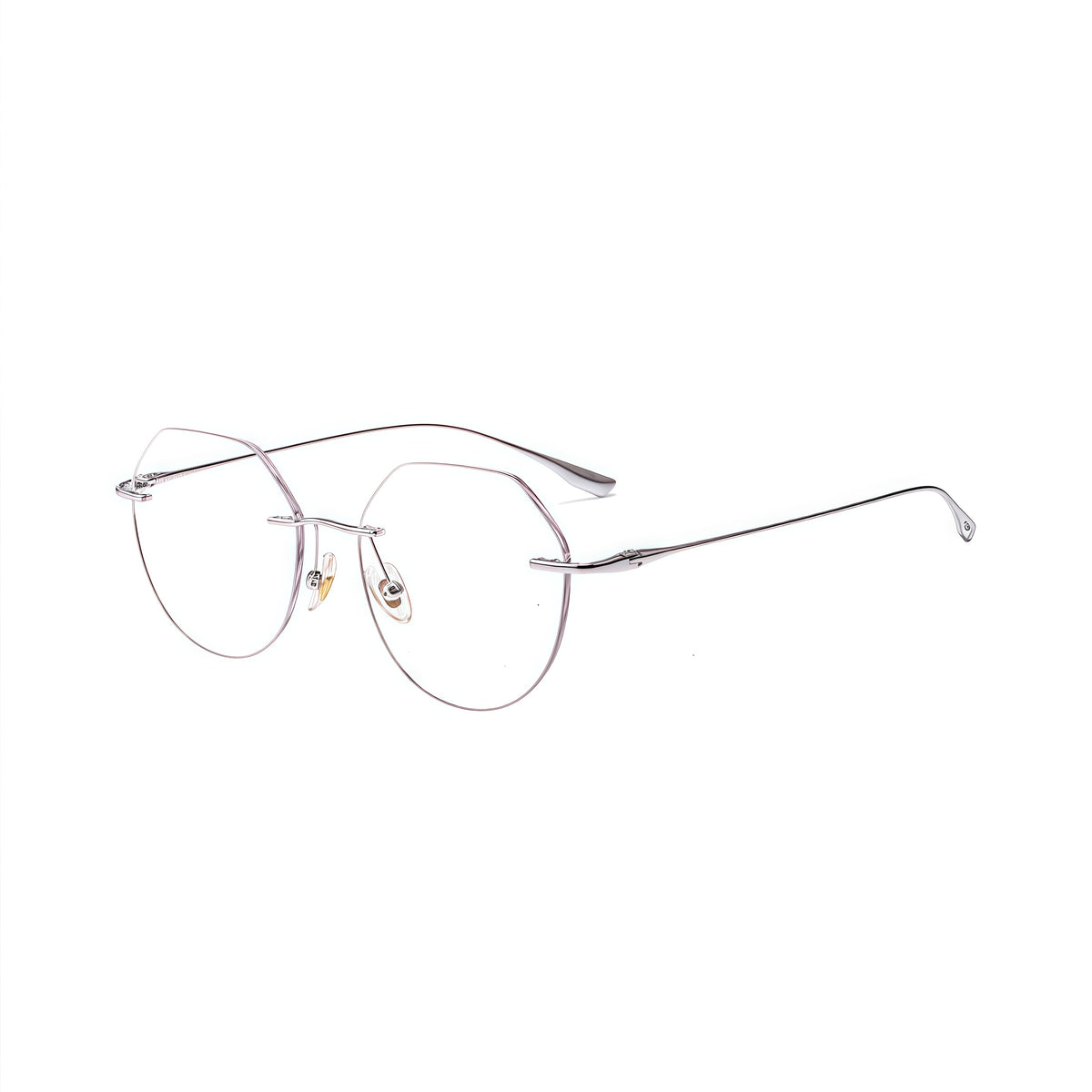 Gold women's round pure titanium rimless glasses, product view