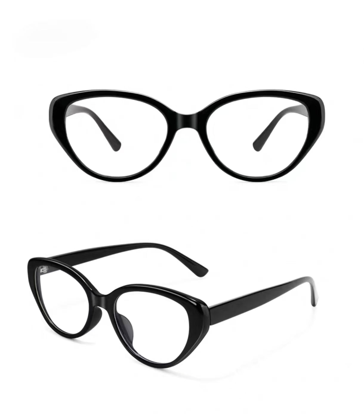 Classic Black retro TR90 full-rim eyeglass frame, front and 45-degree product views
