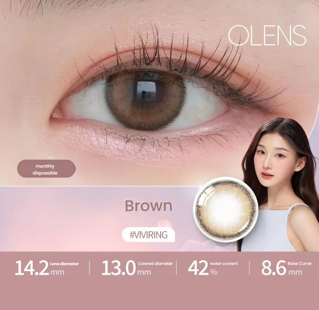 OLENS ViVi Ring Brown toric contact lens shown on an eye