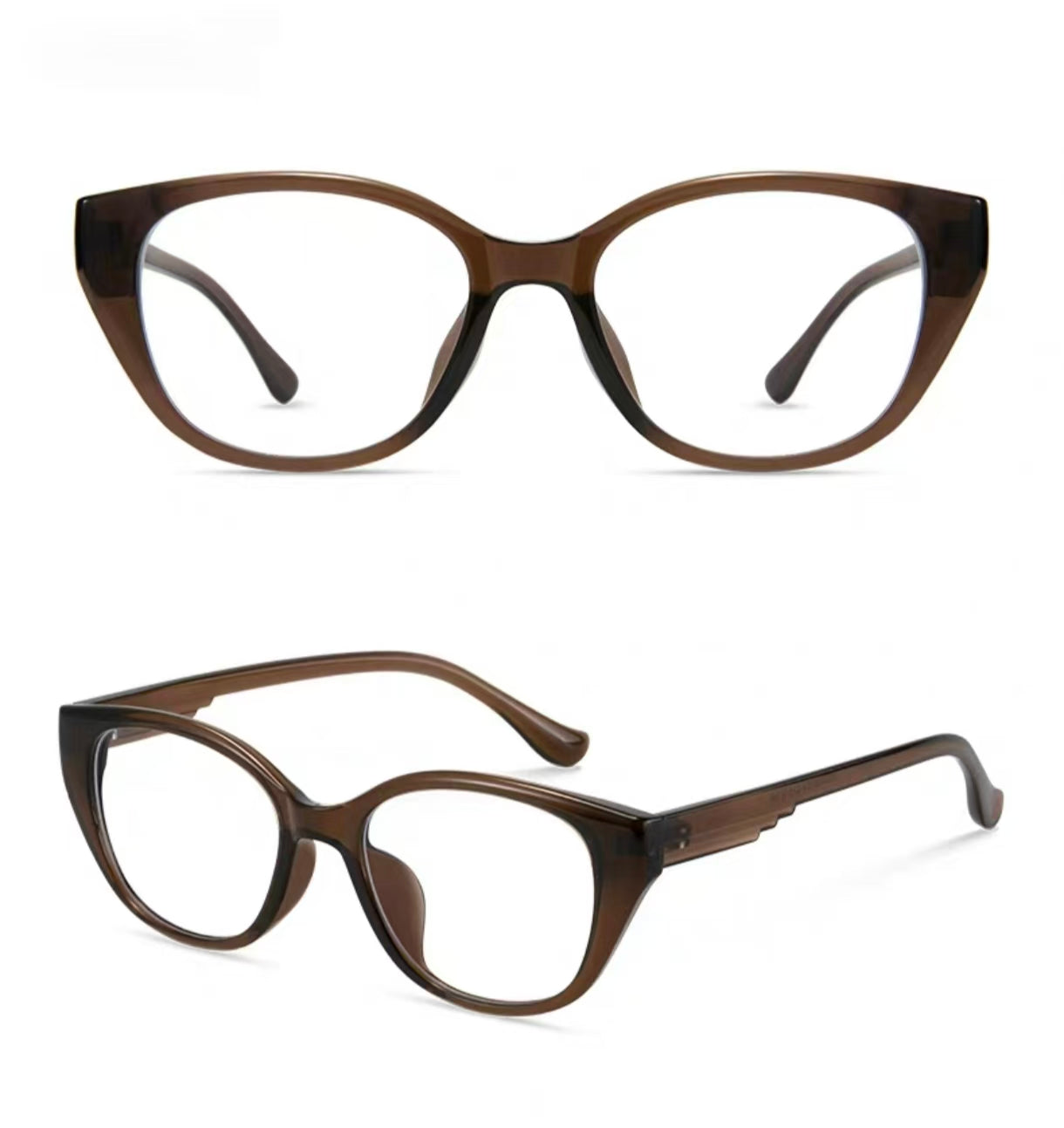 Chestnut Brown polygon cat-eye full-rim eyeglass frame, product view