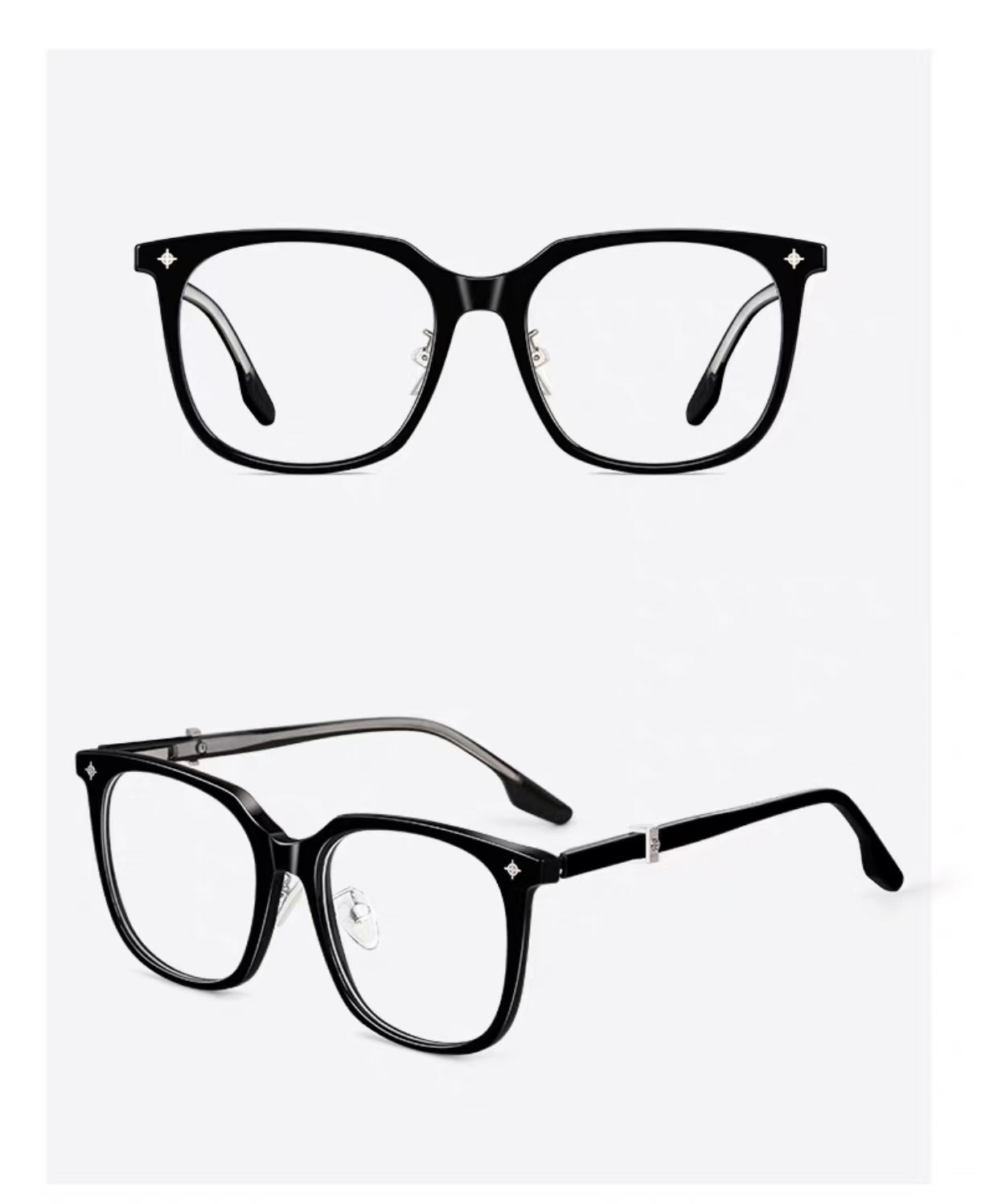 Unisex Black Oversized Square Anti-Blue Light Prescription Glasses Frame