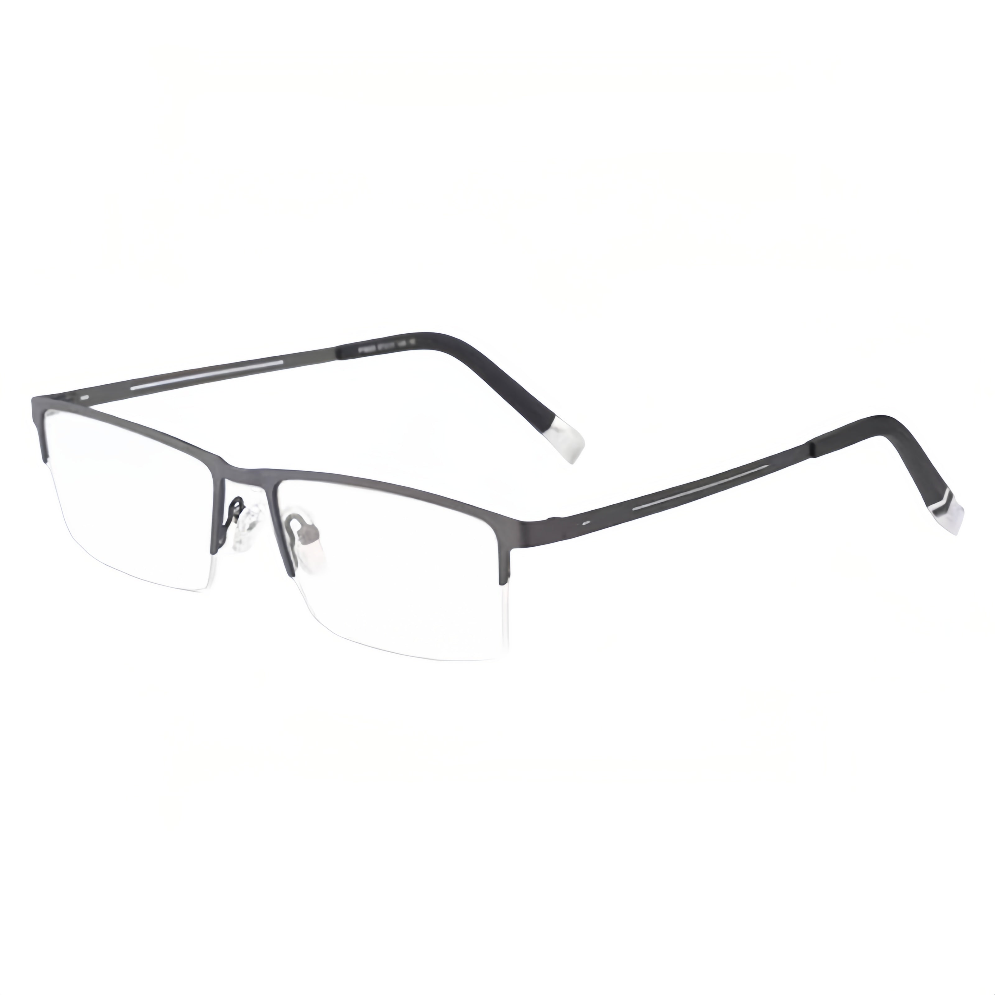 Gunmetal rectangular semi-rimless eyeglass frame, product view