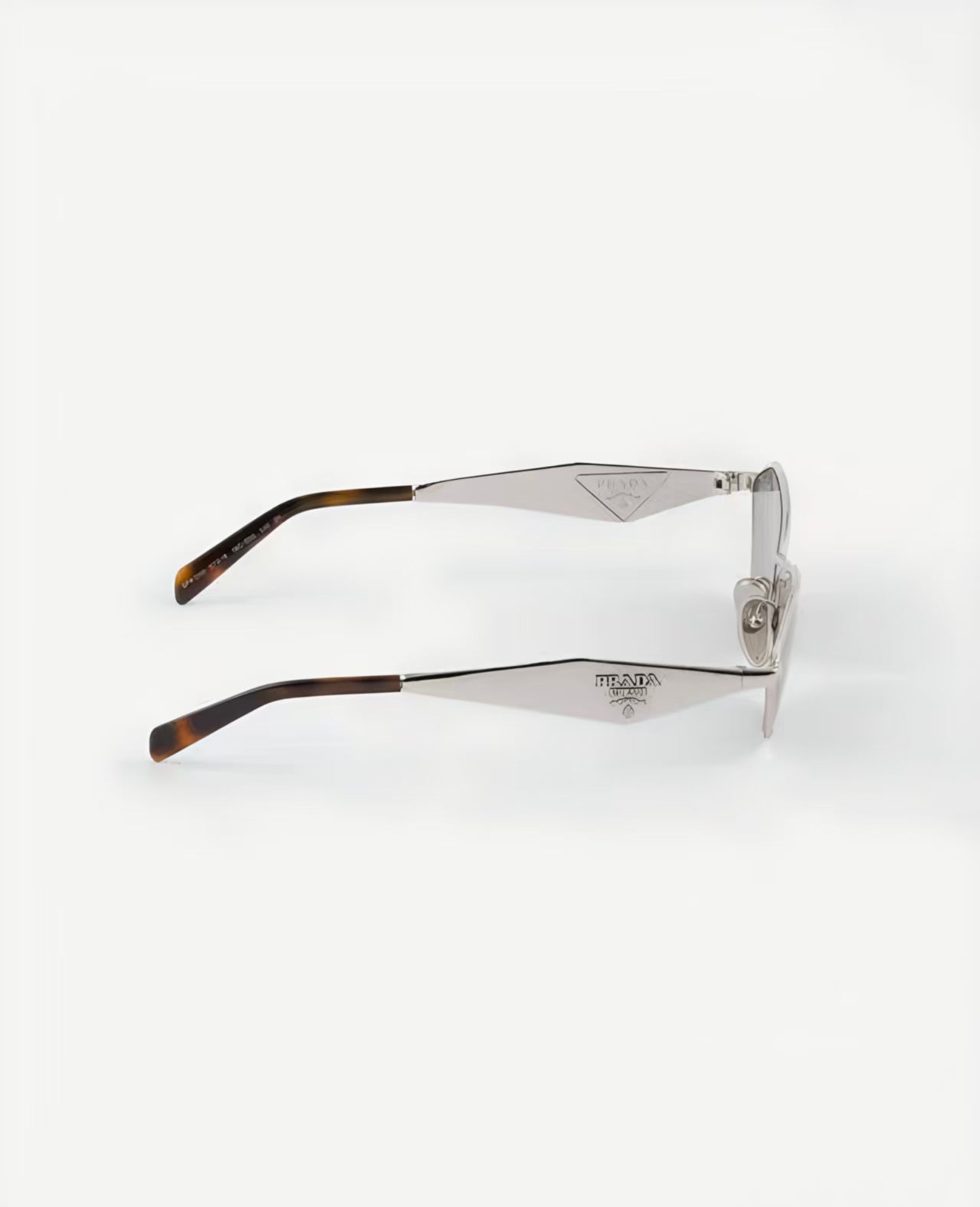 Silver unisex metal geometric sunglasses, side view