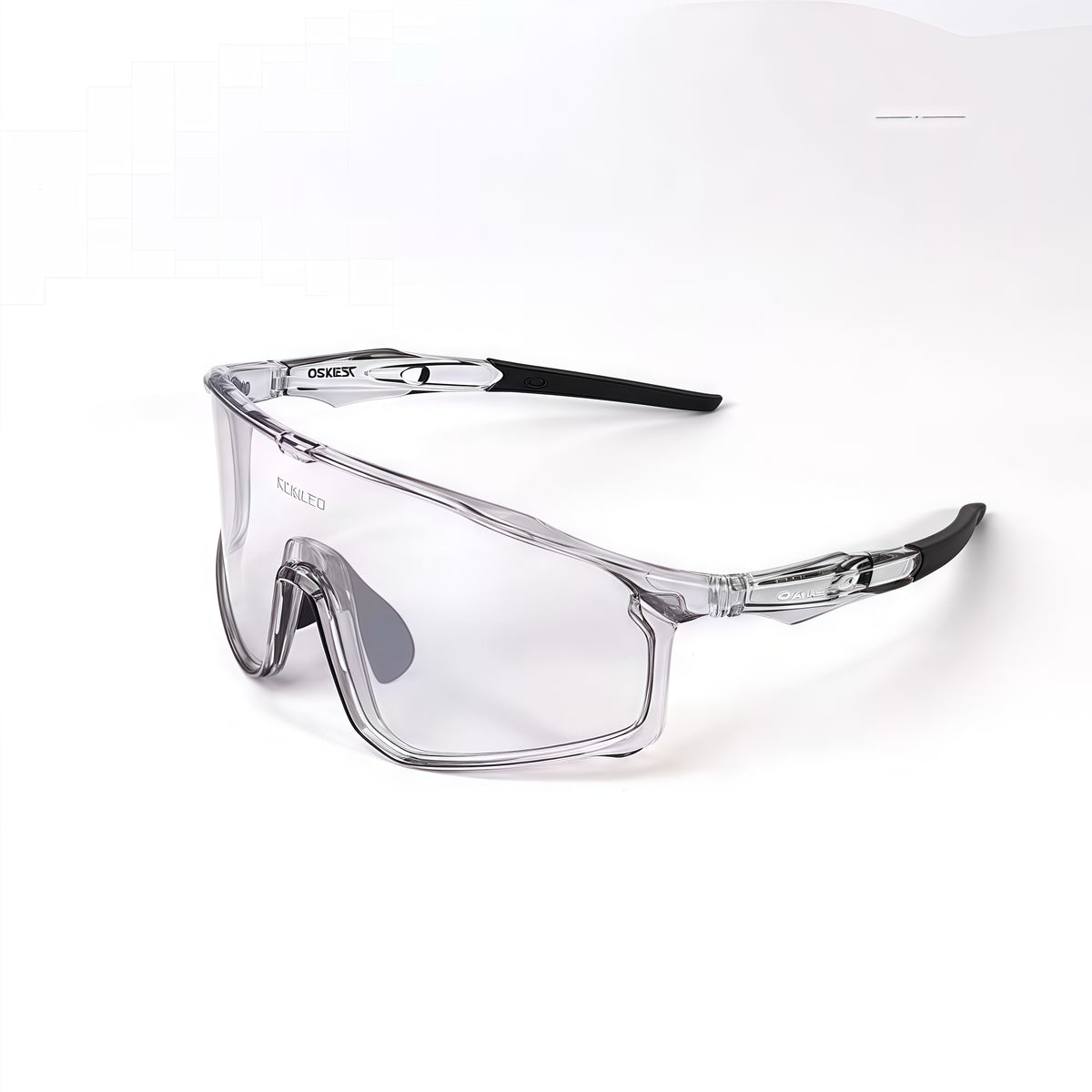 Crystal Grey Frame/Photochromic Silver Lens unisex tr90 shield sunglasses, 45-degree view