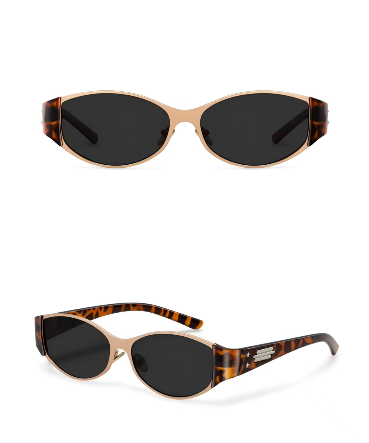Tortoise Shell Narrow Oval Cat Eye UV400 Polarized Sunglasses