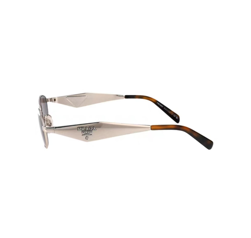 women metal geometric sunglasses, side view