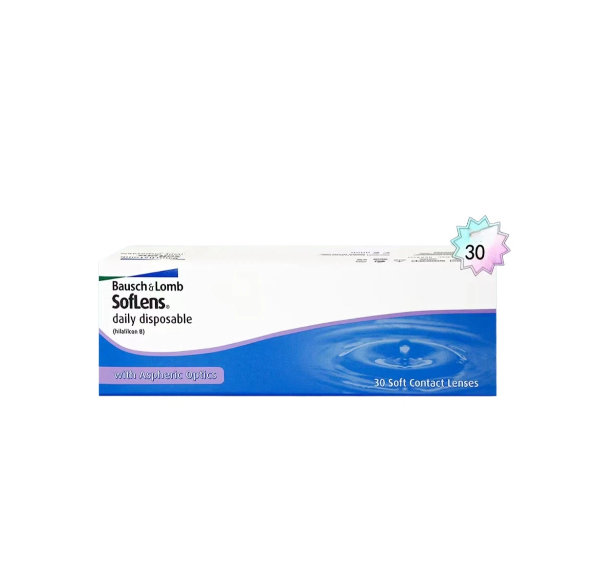 Bausch + Lomb SofLens Daily Disposable clear contact lenses, 30-pack box