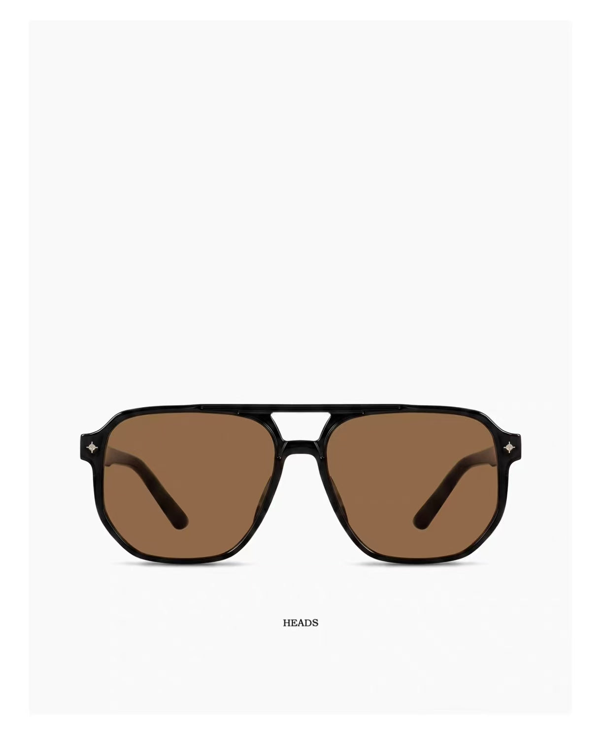 Women’s Dark Tea Brown full-rim double-bridge square sunglasses, front view
