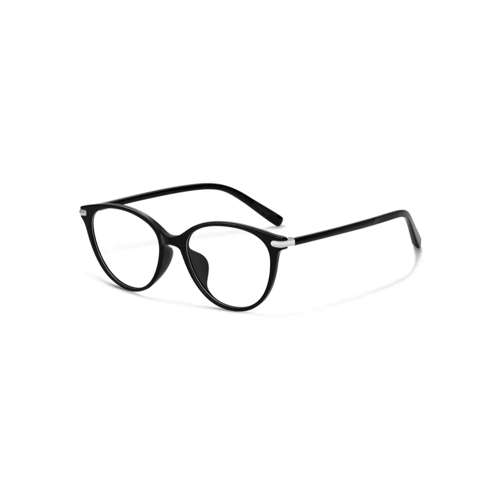 Glossy Black eyeglass frame, 45-degree product view
