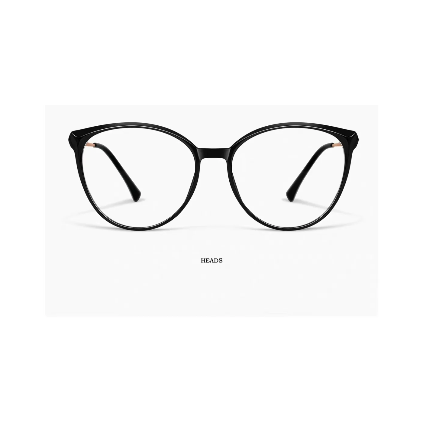 Glossy Black eyeglass frame, 45-degree product view