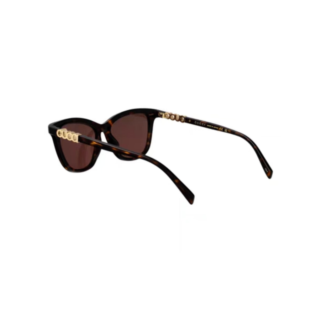 Brown rear 45-degree product view of Gucci Luxury Women’s Brown Geometric Sunglasses